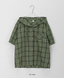 Yuito Seersucker Check Hood Short Sleeve Shirt