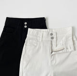 2 Button Basic Semi Bootcut Cotton Pants