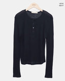 Pirun Tencel Layered Button Long Sleeve T-shirt