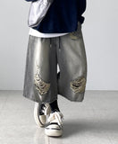 Marble Gray Crop Denim Pants