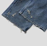 Dusty damage wide denim pants