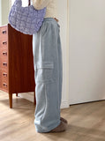 Morian cargo corduroy banding long wide pants
