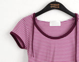 Leon Stripe Color Matching Short-Sleeved Hooded T-Shirt