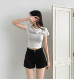 Slim-line fit A-line Fit Black Basic Cotton Shorts