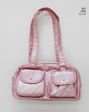 Lindy Glossy Two Pocket Nylon Shoulder Bag