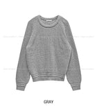 [Wool 20%] Dobby Line Alpaca Round Knit