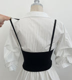 Sign Bustier Layered Three Quarter Shirring Shirt