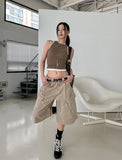 [U-BASIC] Basic Baldy Ribbed Crop Mango Sleeveless