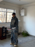 Dirty Sand Denim Hood Zip-Up
