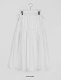 Yoohoo Ribbon Banding Frill Long Skirt