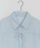 Felnas Stripe Ribbon Short Sleeve Blouse