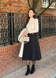 Ellow Half Neck Shirred Ribbed Knit