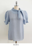 Anne Tie Pearl Puff Short Sleeve Blouse