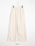 Srap banding velor ribbed wide pants