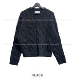 Lenny Cable Crop V-Neck Knit