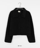 Tokina fleece fluffy crop zip-up cardigan