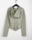 Packing Color Matching Shirring Strap Hooded T-shirt