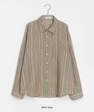 [unisex] Pweep Vintage Stripe Over Linen Shirt