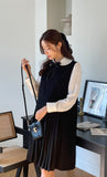 [Ribbon Brooch Set] Zenia Collar Shirred Blouse