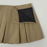 A-Line Pleats Mini Side Zipper Skirt Pants
