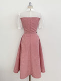 GN Seersucker Check Collar Puff One Piece (Belt Set)