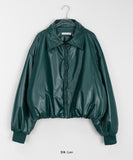 Naoko Glossy Leather Bomber Jumper