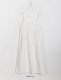 Coinzy Denim Shirring Sleeveless Long One Piece