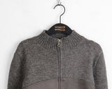 Disz Incision Suede Color Matching Two-Way Knit Zip-Up