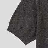 Ster color-block collar short-sleeve knit cardigan