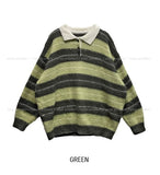Ritz Color Matching Collar Stripe Brush Knit