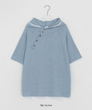 [Unisex] Belinde Stripe Hood Short Sleeve Tee