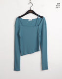 Nuel square neck thong slit long sleeve T-shirt