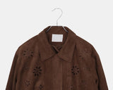 Cyan Suede Punching Collar Pocket Jacket