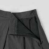 Summer Unbalanced Pintuck A-line Poly Long Skirt