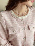 Gelpiece Frill Tweed Jacket Cardigan