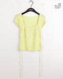 Kundi back slit strap boucle short sleeve knit