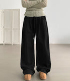 Autumn Peach Processed Pintuck Loose Wide Fit Banding Cotton Pants