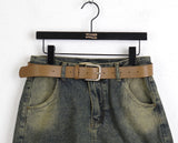 [Belt Set] Konya Y2K Washing Denim Mini Skirt