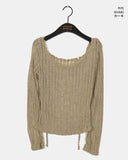 Eldi See-Through Ribbon Halter Strap Cropped Long-Sleeved T-Shirt