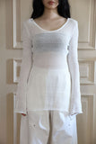 Textured Net Long Slim Knit Top