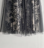 Dimu Toile Pattern Banding Lace Tulle Skirt