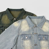 Crop Denim Jacket High Wide Jeans Set Two-Piece