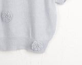 Beuwal Flower Corsage Round Crop Short Sleeve Knit