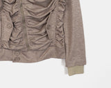 Tokin Ribbed High Neck Shirring Diagonal Zipper Zip-up