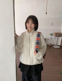 Nekimo string ribbed knit zip-up cardigan