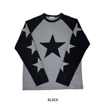 Applique star patch raglan long sleeves