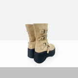 Ine Suede Buckle Platform Boots