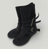 Buckle Two-Way Middle Suede Flip-Flops Boots