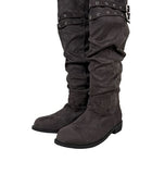 Double eyelet suede long boots