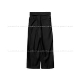 Twin pin tuck maxi wide belt slacks